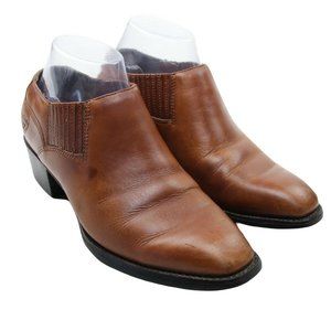 ARIAT Brown Leather Western Slip-on Ankle Booties